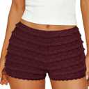 FOMELY Women's Ruffle Shorts Lace Bloomers Y2k Mini Shorts Bloomers for Women with Liner (Red, XL)