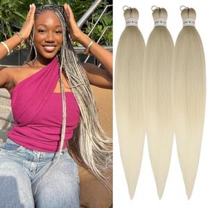 Ombre Ash Blonde Braiding Hair Pre stretched Box Braiding Hair Extensions Feed in Braids