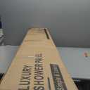 Rainfall Shower Panel Shower Tower System Bamboo Wood and Stainless Steel with 8 Body Jets Massage and Adjustable Round Shower Head Handheld Wand Shower Column Wall Mount