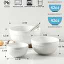 Large Ceramic Mixing Bowls, White Kitchen Bowls (1QT/2.3QT/4.6QT), Set of 3 Nesting Bowls for Baking, Cooking, Serving, Prepping, Dough Bread Making Bowl, Microwave and Dishwasher Safe