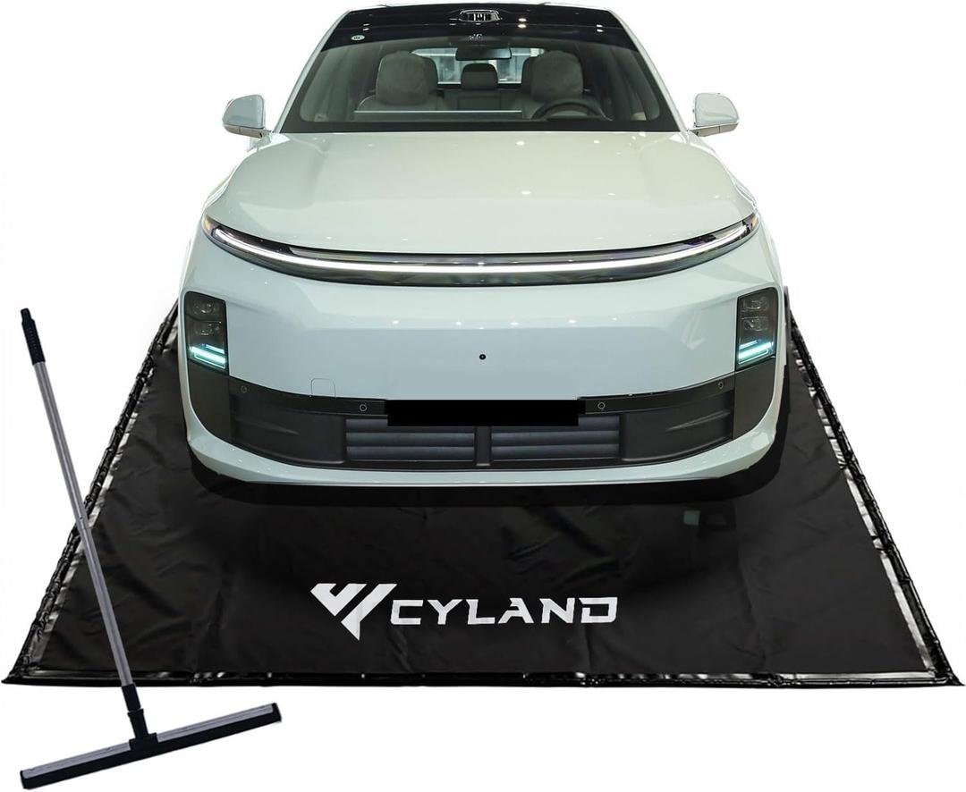 Garage Floor Mat 8'6" x 20' Heavy-Duty Waterproof, Non-Slip PVC Parking Mat, All-Weather Car Containment Mat for Oil, Snow & Dirt Floor Protection Includes Squeegee for Easy Cleanup