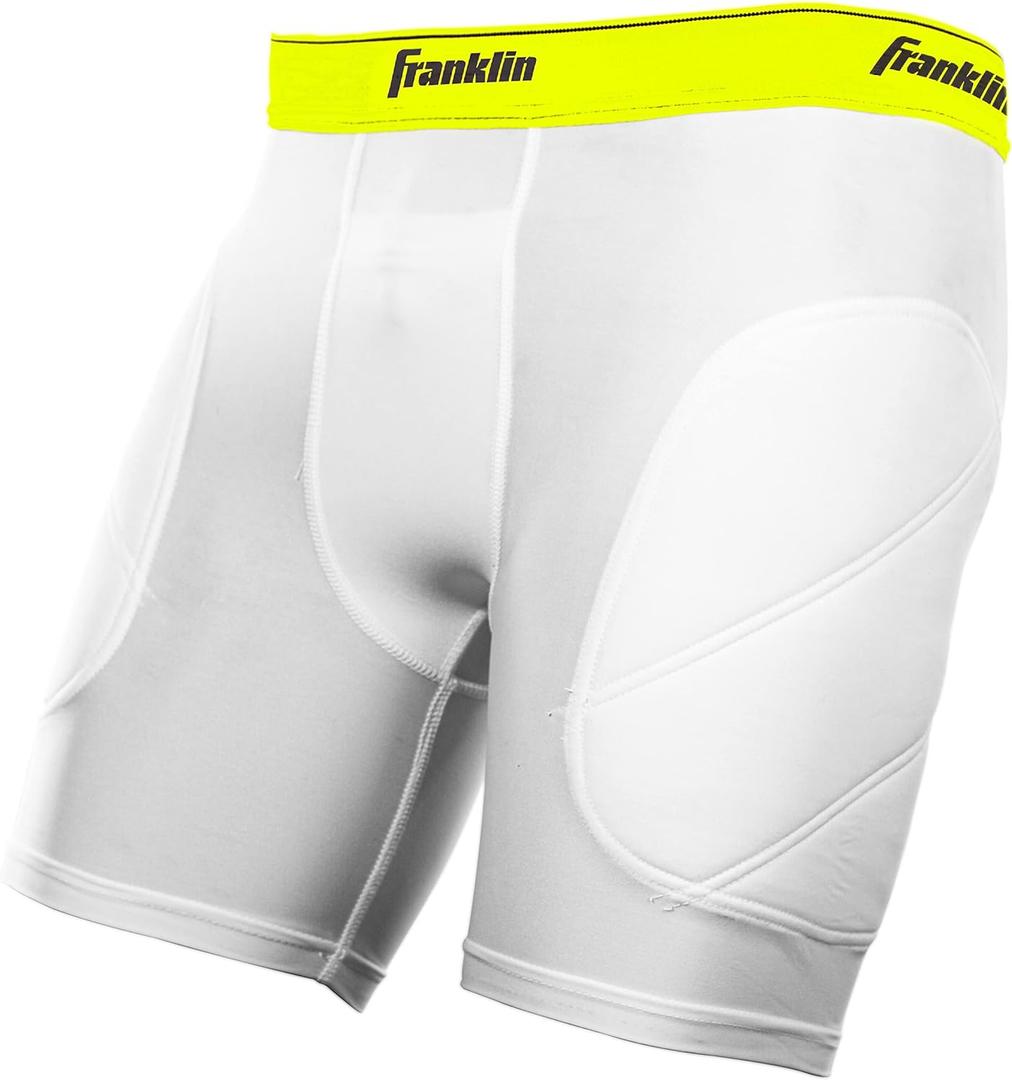 Franklin Sports Boys' Standard Sliding Shorts Youth, White/Optic, Small