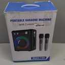 VOSOCO Karaoke Machine with 2 Wireless Microphones, Portable Bluetooth Speaker for Adults Kids, PA Systems Support TWS Echo Adjust TF USB AUX for Home Party Outdoor Travel (T03-2 MICS)