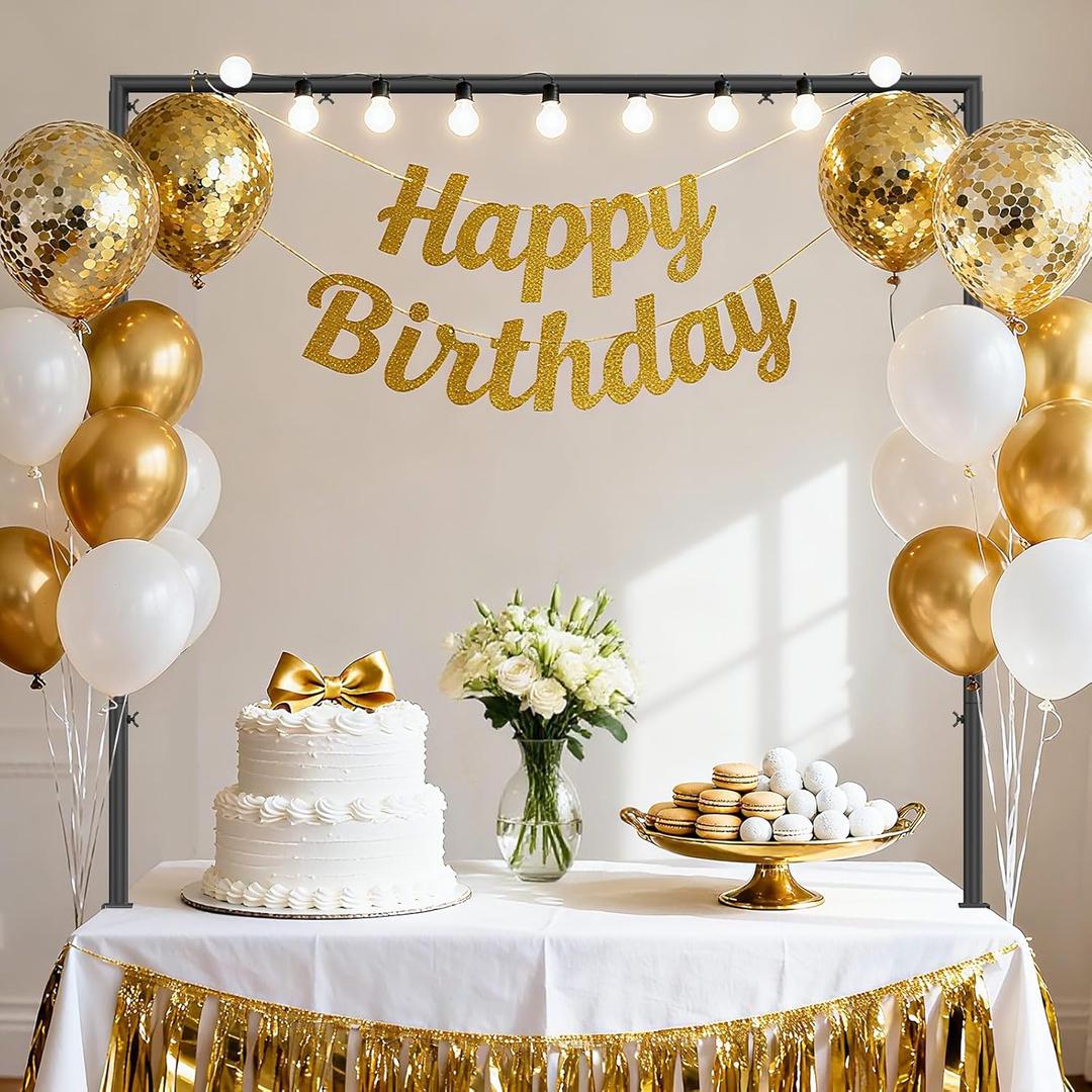 Over The Table Rod Stand with Clamps, Adjustable 32"-102'' Length 14"-56" Height Metal Black Table Arch Hanging for Wedding Birthday Party Halloween Christmas Anniversary