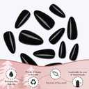 LoveOurHome 240pc Almond Press on Nails Medium Black Fake Nail Tips Full Cover Glue Almond Acrylic Nails Press ons Nail Short Stiletto False Artificial Fingernail & Glue Adhesive Tabs for Women Girls