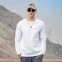 ZVX Heavy-Duty Pure Cotton Casual Long Sleeved T-Shirt for Men's Autumn Fashion Brand Contrasting Color T-Shirt (White, XL)