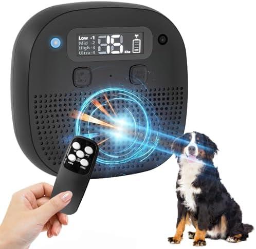 Tetra Ultrasonic Dog Bark Deterrent Devices, Rechargeable Anti Barking Device for Dogs with Sensor & 60ft Remote Control, Adjustable Bark Stopper Indoor Outdoor