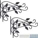 4PCS Hanging Plant Bracket 12in Metal Wrought Iron Planter Hooks Wall Mounted Decorative Hanger Hook for Hanging Indoor Outdoor Planter Flower Pot Bird Feeder Wind Chime Lanterns
