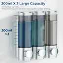 Shampoo and Conditioner Dispenser, Pollock Shower Soap Dispenser 3 Chamber No Drill, Wall Mounted Shampoo Body Wash Conditioner for Bathroom Large Capacity Silver