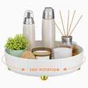 Bathroom Organizers and Storage,Rotating Makeup Organizer Tray for Perfume,Skincare,Cosmetics and Bathroom Storage,Lazy Susan Organizer,White, Pack 2