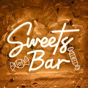 SYLHOME Sweets Bar Led Neon Light Sign Candy Dessert Bar Shop Snacks Shelf Wall Sign Decor Kitchen Wedding Birthday Party Decor Gifts 11.81" X 8.27" USB