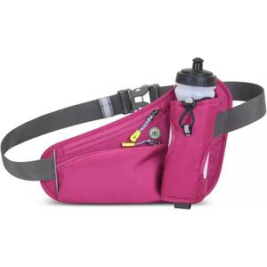 HOTEMIA Fanny Pack with Water Bottle Holder, Hydration Running Belt for Men Women Adjustable Strap Waist Bag Suitable for Hiking Running Walking Jogging Camping (Bottle Not Included) (Pink)