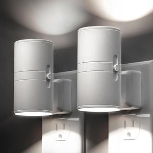 L LOHAS LED Bright Night Light, Night Lights Plug into Wall, Daylight White, Dimmable Nightlight Plug in White Shade, Light Sensor, Decorative LED Nightlights for Hallway Bathroom Kitchen, 2 Pack