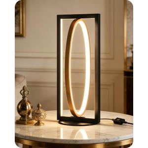 Modern LED Table Lamp, Dimmable Minimalist Bedside Lamp, 3 Color Temperatures, Angle Adjustable, Cute Desk Lamp, Nightstand Lamp for Living Room, Bedroom, Office, Black and Gold D62TL05