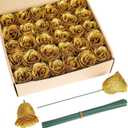 Gold Roses,30pcs Sparkle Roses Gold Flowers Artificial Roses with Stems for Crafts Wedding Bouquet Party Home Decor(Gold)