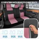 BDK PolyPro Car Seat Covers Full Set in Pink on Black, Front and Rear Split Bench Seat Covers for Cars, Easy to Install Car Seats Cover Set and Accessories for Auto Trucks Van SUV - Pink