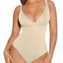 FeelinGirl Shapewear Bodysuits for Women Tummy Control Body Suits Deep V Neck Thong Body Shaper