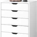 DEVAISE 5-Drawer Filing Cabinet Under Desk, Wood Storage file Cabinet with Wheels, White 15.7"D x 18.7"W x 25.5"H