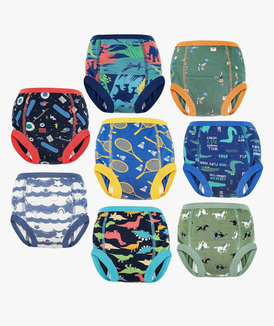 MooMoo Baby 8 Packs Potty Training Pants Cotton Absorbent Training Underwear for Toddler Baby Boy/Girl 3T