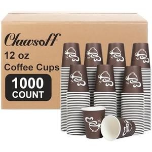 Clawsoff 1000 Count 12 oz Paper Coffee Cups, Disposable Drinking Cups for Hot or Cold Beverage, 12 ounce Brown Coffee Cups for Party, Business, Travel, Picnic