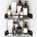 Corner Shower Caddy, 2 Pack Adhesive Bathroom ShelvesAcrylic Shower Shelf Rack, No Drilling Bathroom Organizers and Storage Racks,Black
