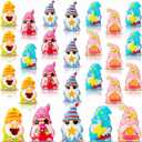 DoubleFill 60 Pcs Summer Gnome Figures Mini Resin Gnomes Miniature Figures for Summer Hawaiian Party Favors Festival Gifts Home Table Centerpieces Landscape Decor