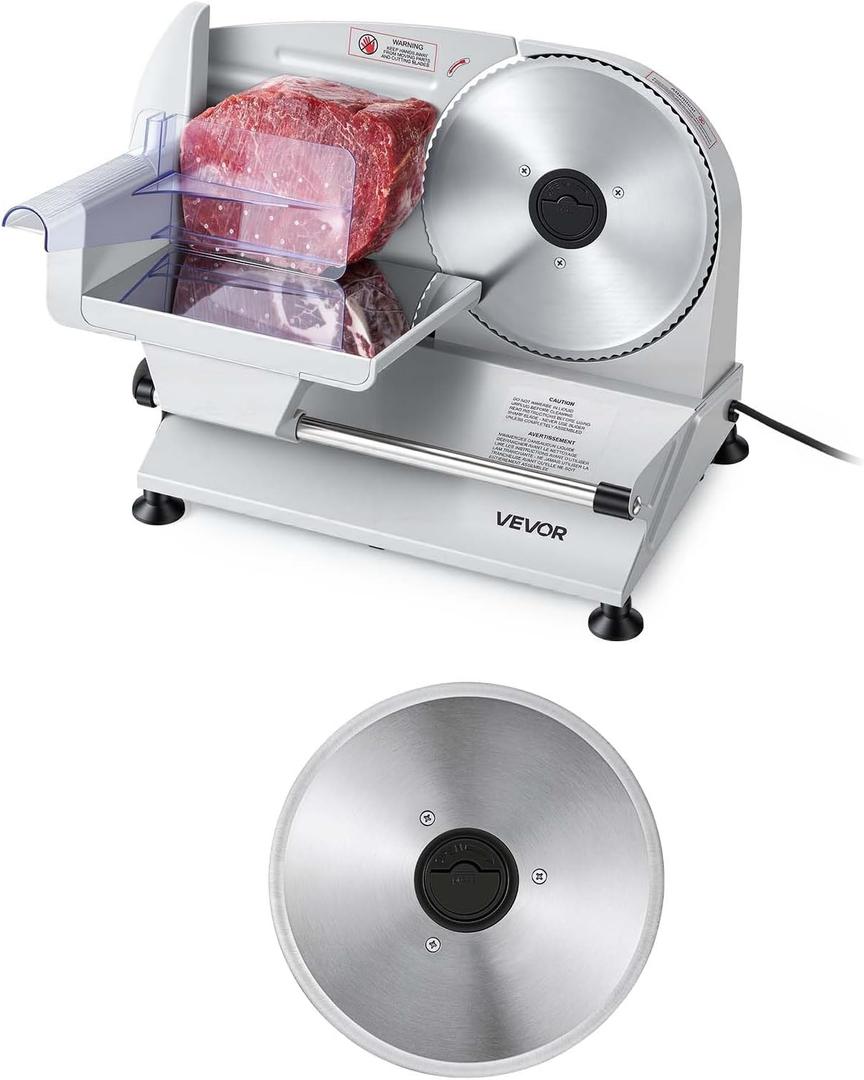 VEVOR Meat Slicer, 7.5" Electric Deli Slicer with 2 SUS420 Blades