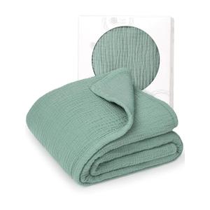 lulumoonMuslin Quilt Blanket, Crib Blanket for Baby and Toddler,47x47 Inches(Lotus Leaf)