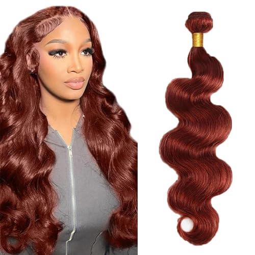 Condescension 1 Bundle Human Hair 24 Inch Body Wave Human Hair Single Bundle 100g/Pc Brown Cooper Red 33 Unprocessed Brazilian Virgin Quick Weave Hair Bundle for Black Women