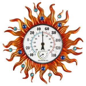 Indoor Outdoor Thermometer, Sun Wall Mounted Thermometer Waterproof Decorative for Patio, Living Room, Garden Greenhouse, Wine Cellar, No Batteries Required