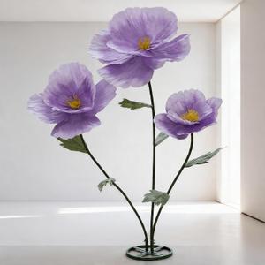 Giant Flowers for Decoration with Stand,Oversized Freestanding Gradient Paper Flowers for Wedding Flower Decor,Commercial Display,Photo Studio & Home Decoration,Banquet Party (Purple)