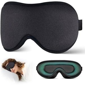 Sleep Mask for Side Sleeper Men Women | Zero Eye Pressure 3D, Light Blocking Design, Soft Breathable Eye Shade Cover for Travel, Black