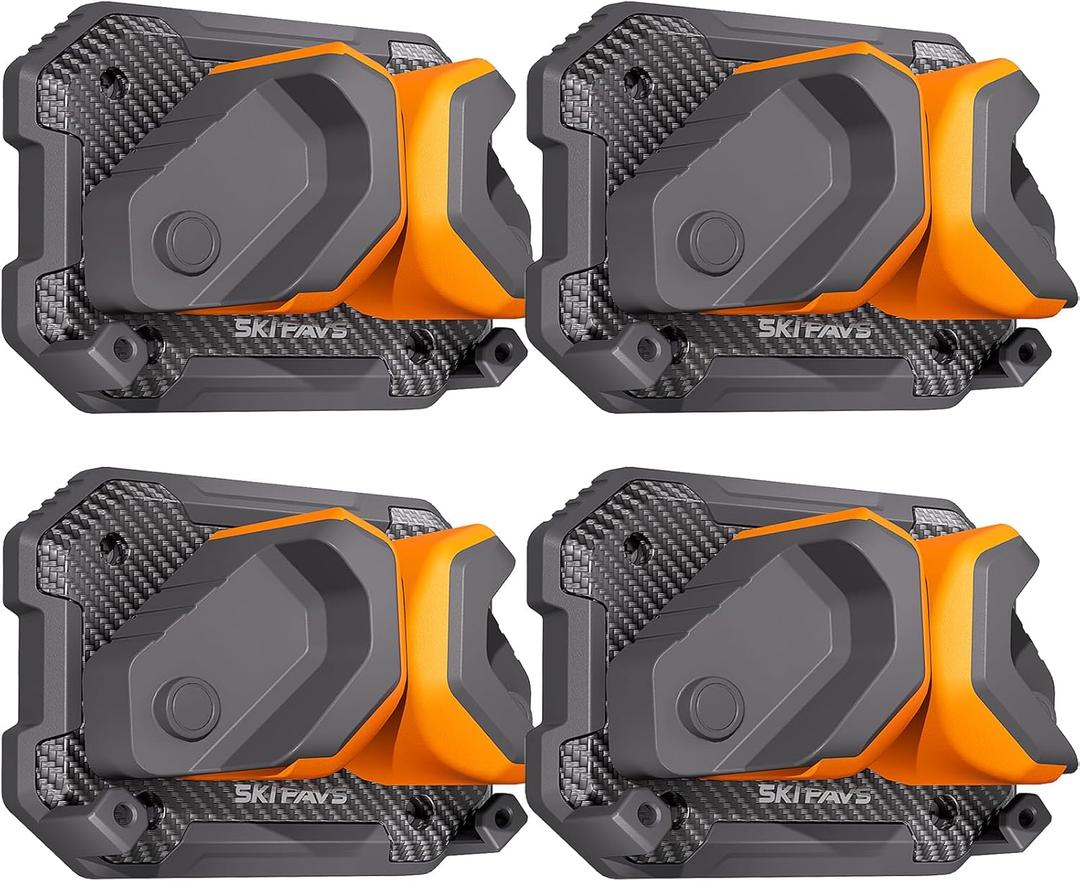 Snowboard Wall Rack for Garage - Fits Any Ski/Board, Damage-Free Storage Mount Holders, Space-Saving Winter Gear Organizer (4 Pack, Sunrise Orange)