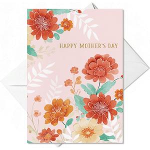 Artoid Mode 24 Pack Pink Flower Happy Mother's Day Cards Gift With Envelope & Stickers Blank Note Greeting Cards, 5 x 7 Inch