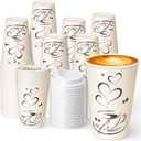 Jingmore 500 Pack 12 oz Disposable Coffee Cups with Lids, Paper to Go Cups for Hot & Cold Drinks for Cafe, Office, Events, Parties (White Lid)