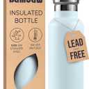 Bambaw 16 oz Stainless Steel Water Bottle, Insulated Water Bottle with Handle, Portable & Easy to Carry, Keeps Drinks Cold for 24h Cold & Hot for 12h, Durable, Lightweight & Reusable (Ice Blue)