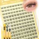 Short Lash Clusters Kit 8-12MM Natural Eyelash Clusters Wispy Cluster Lash Extensions Kit Clear Band Cluster Eyelash Extensions with Bond and Seal (C Curve, 132PCS)