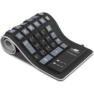 sungwoo Foldable Silicone Keyboard USB Wired Waterproof Rollup Keyboard for PC Notebook Laptop (Black+Grey)