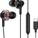 USB-C Wired in-Ear Earbuds, Dual Driver Hi-Fi Headphones with Mic, Noise Isolating Fit, Deep Bass, 5 ft Long Tangle-Free Cable, for iPhone 17 16 15/Android/Samsung Phone, Laptop