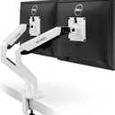 EVEO Premium Dual Monitor Mount 14"-35 Dual Monitor Arm VESA Bracket Adjustable Height Gas Spring Dual Monitor Stand, Screen Full Motion Dual Monitor Arm-Computer Monitor Stand for 2 Screens - White