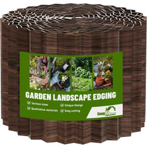 SnugNiture Corrugated Metal Garden Edging 4" x 60', Sturdy Lawn Landscape Edging Border, Fence for Garden, Flower Bed and Yard (Brown)
