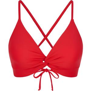Twist Front Crisscross Back Bikini Top V Neck Self Tie Padded Swimsuit Bathing Suit Tops Only for Women (Red, L)