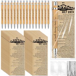 Tenceur 30 Sets Christian Gift Bulk Religious Gifts Include Bamboo Pen Nativity Gospel Tract Card Bookmark for Church Sunday School Office Employee Coworker