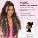 REECHO Ponytail Extension 30" Long Claw Clip Ponytail Extension for Women Curly Pony Tails Hair Extensions Clip in Synthetic Hairpiece for Women, Dark Chocolate Brown with Highlights