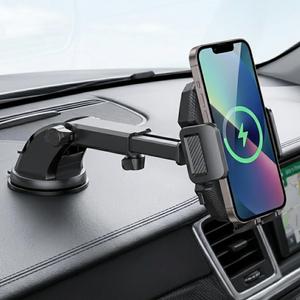 Wireless Car Charger Phone Mount, 15W Fast Charging Car Mount Charger with Auto Clamping, Car Charger Phone Holder for iPhone, Wireless Charger Car Mount for Dashboard & Windshield