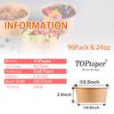 TOPtoper 24 Oz Large Paper Bowls WITHOUT LIDS 90 Pack Disposable Soup Bowls Plastic Free Party Supplies for Hot/Cold Food, Soup (24 OZ)