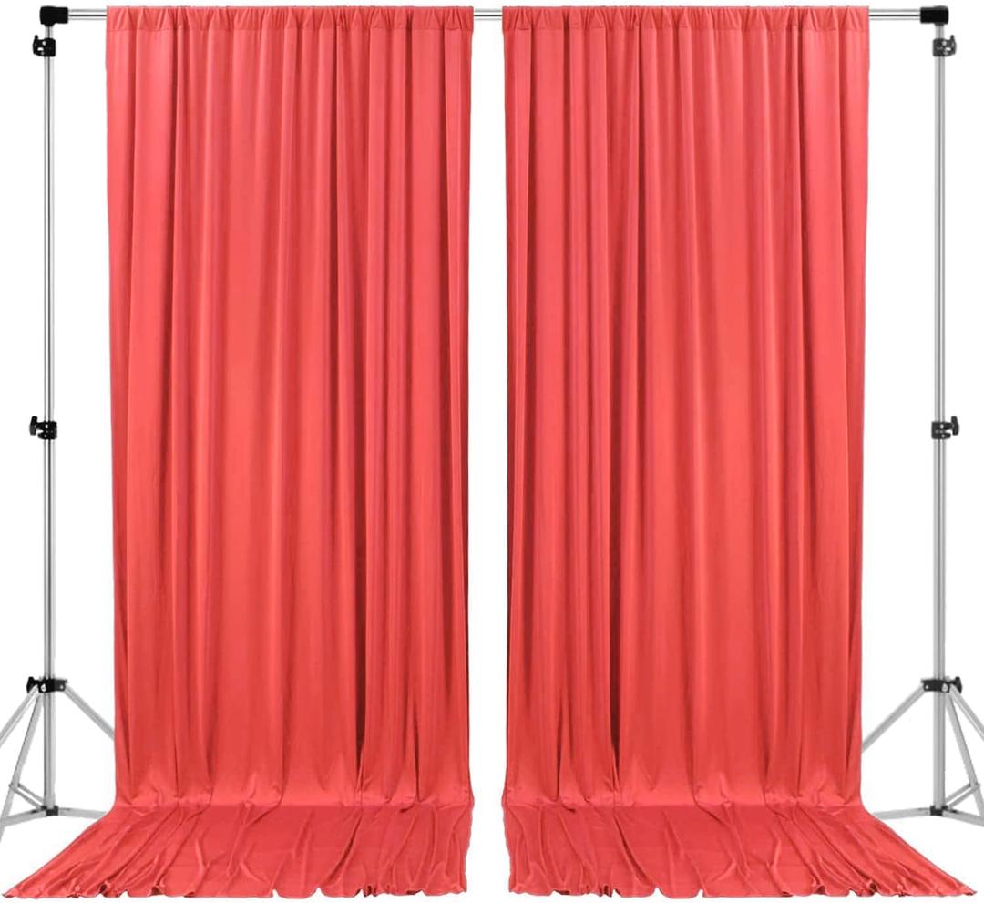 10 feet x 10 feet Coral IFR Polyester Backdrop Drapes Curtains Panels with Rod Pockets - Wedding Ceremony Party Home Window Decorations (60"W x 120"L (Pack of 2))