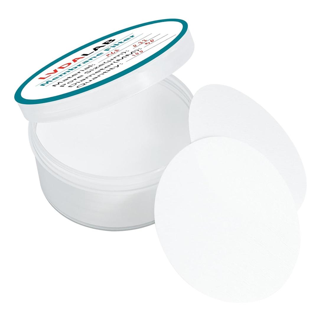 100Pcs/Pack MCE Membrane Filters, Round Mixed Cellulose Esters Lab Filter Paper, Hydrophilic Filter Paper 0.22m Pore Size, 50mm Diameter,Non Sterile