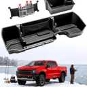 Truck Underseat Storage for Silverado Sierra: 2019-2026 Crew/Double Cab, Rear Under Seat Organizer Tool Box Car Accessory for Chevy Silverado & GMC Sierra 1500 2500HD 3500HD (w/ Detach Bin & Mesh Net)