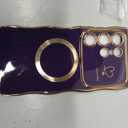ZONRW for Samsung Galaxy S24 Ultra Case Magnetic,for Women Girls Soft Cute Wave Frame Curly Shape Love Heart Luxury Plating Phone Case Compatible with MagSafe Shockproof Back Cover 6.8"-Dark Purple